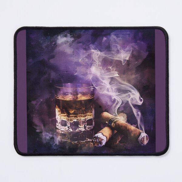 Item preview, Whiskey and Cigar Art Print with Swirl of Smoke for Relaxation- Abstract Expressive Brushstrokes designed and sold by OlfactoART Studio.