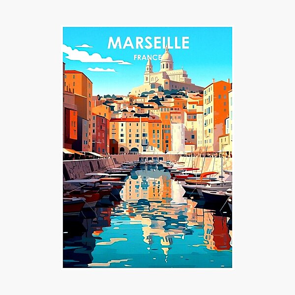 Item preview, Marseille France : Vintage Travel and Tourism Village Advertising Print designed and sold by posterbobs.