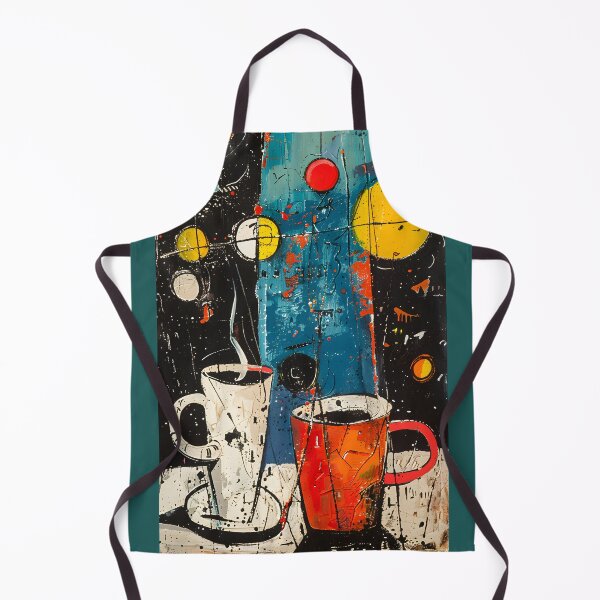 Item preview, Graffiti Whimsical Brew- Vibrant Coffee Cups and Saucers in Abstract Scene Generative AI designed and sold by OlfactoART Studio.