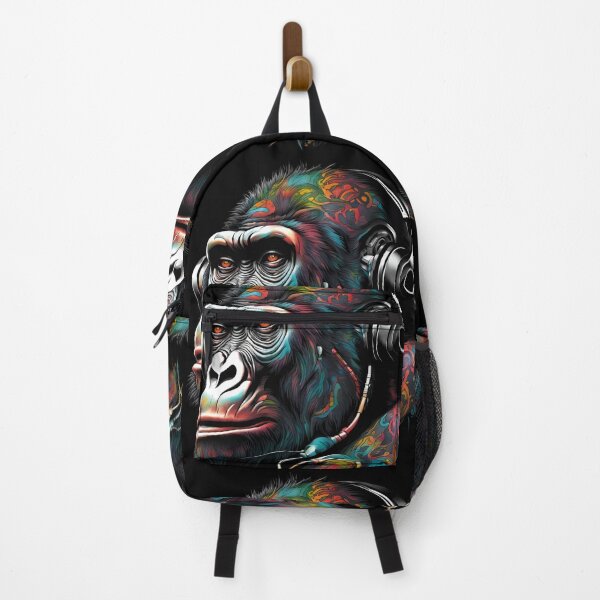 Item preview, Multi coloured tattoo steam punked Gorilla design - 4 on Black background designed and sold by Elizabeth-Banks.
