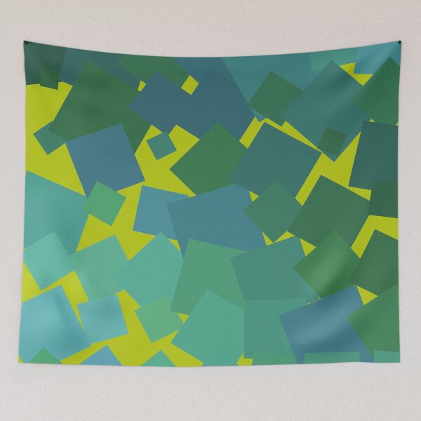 Item preview, Aqua Gradient Tones Spiraled Square Grid Yellow Abstract designed and sold by Alchemy-A-La-G.