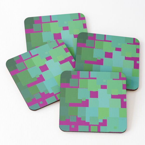 Item preview, Gradient Green Tones Square Grid Pink Abstract Backdrop designed and sold by Alchemy-A-La-G.