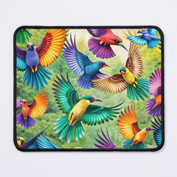 Item preview, Exotic and Magical Birds Flying Over the Enchanted Forest - Seamless Pattern #1 designed and sold by Second Draft Visuals.