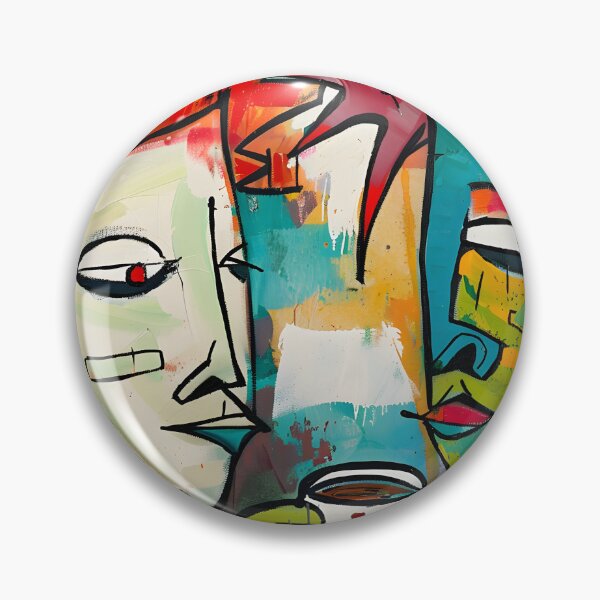 Item preview, Shared Surreal Coffee Encounter - Lively Abstract Figures in Bold Color Palette Graffiti Street Art designed and sold by OlfactoART Studio.