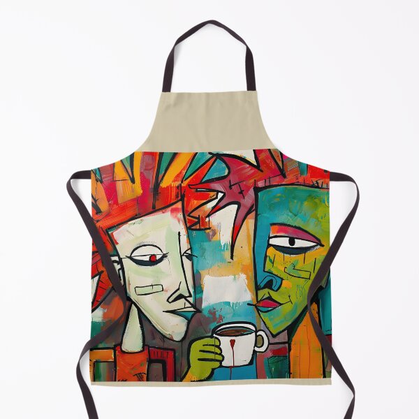 Item preview, Shared Surreal Coffee Encounter - Lively Abstract Figures in Bold Color Palette Graffiti Street Art designed and sold by OlfactoART Studio.