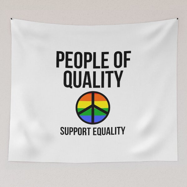 Item preview, People of quality support equality rainbow peace sign   designed and sold by Rachel the Artist .
