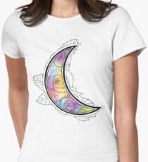 Hand Painted Watercolor Moon Roses Women's Fitted T-Shirt