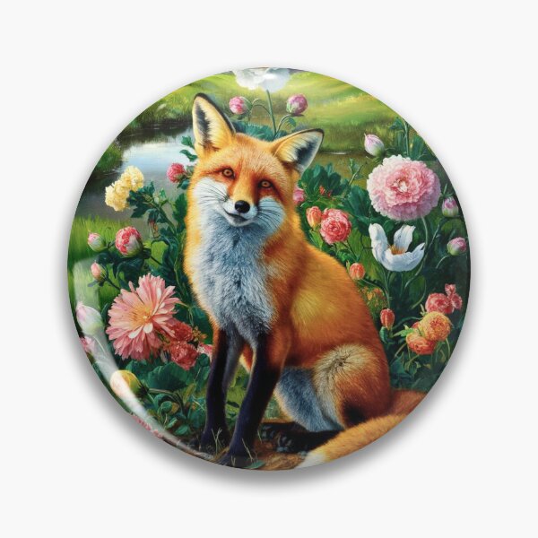 Item preview, Fox Portrait. Spring fox, spring season, floral fox, vintage fox, fox painting, Peter Paul Rubens style designed and sold by FoxVibes.