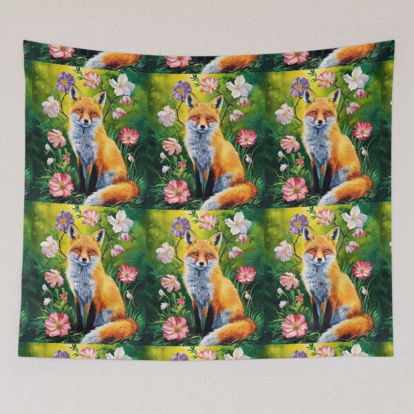 Item preview, Fox Portrait. Spring fox, spring season, floral fox, vintage fox, fox painting, Peter Paul Rubens style designed and sold by FoxVibes.