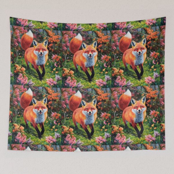 Item preview, Fox Portrait. Spring fox, spring season, floral fox, vintage fox, fox painting, Peter Paul Rubens style designed and sold by FoxVibes.