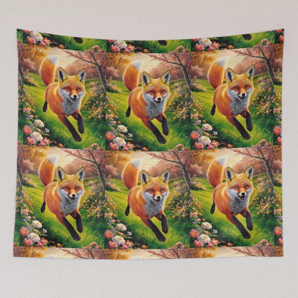 Item preview, Fox Portrait. Spring fox, spring season, floral fox, vintage fox, fox painting, Peter Paul Rubens style designed and sold by FoxVibes.