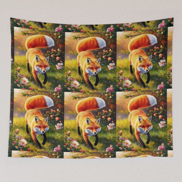 Item preview, Fox Portrait. Spring fox, spring season, floral fox, vintage fox, fox painting, Peter Paul Rubens style designed and sold by FoxVibes.