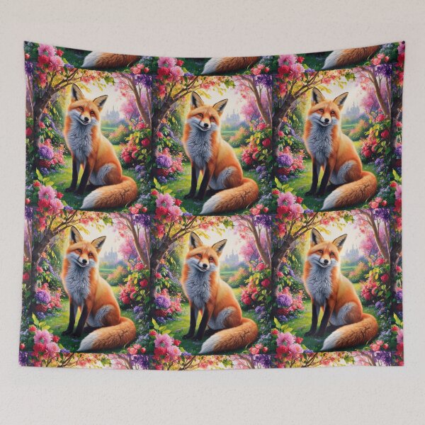 Item preview, Fox Portrait. Spring fox, spring season, floral fox, vintage fox, fox painting, Peter Paul Rubens style designed and sold by FoxVibes.