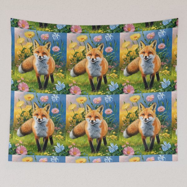 Item preview, Fox Portrait. Spring fox, spring season, floral fox, vintage fox, fox painting, Peter Paul Rubens style designed and sold by FoxVibes.