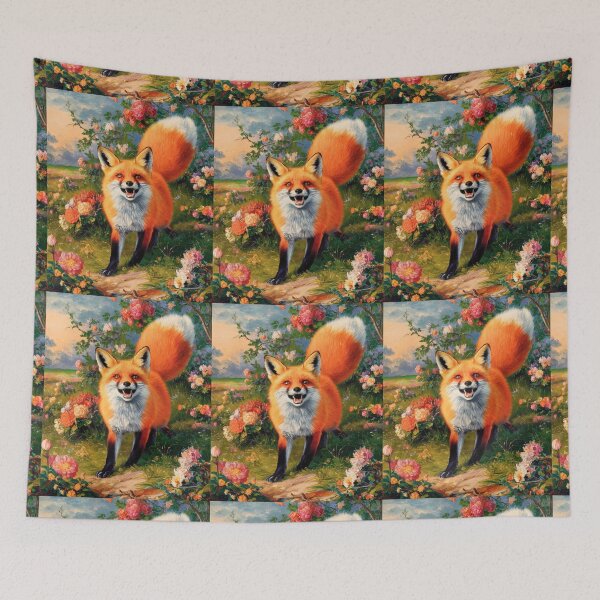 Item preview, Fox Portrait. Spring fox, spring season, floral fox, vintage fox, fox painting, Peter Paul Rubens style designed and sold by FoxVibes.