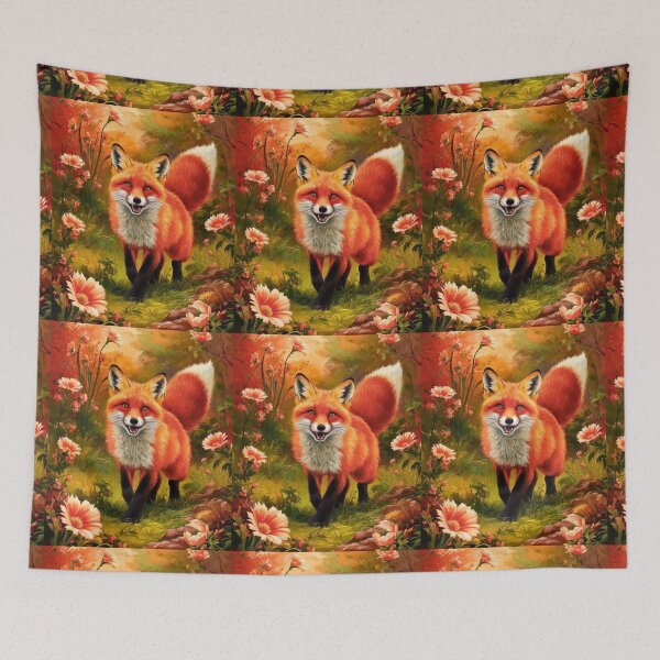 Item preview, Fox Portrait. Spring fox, spring season, floral fox, vintage fox, fox painting, Peter Paul Rubens style designed and sold by FoxVibes.