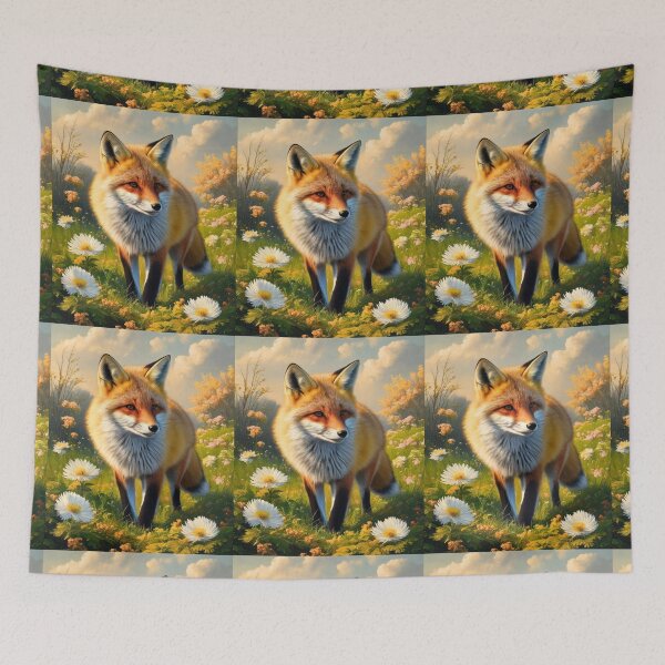 Item preview, Fox Portrait. Spring fox, spring season, floral fox, vintage fox, fox painting, Peter Paul Rubens style designed and sold by FoxVibes.