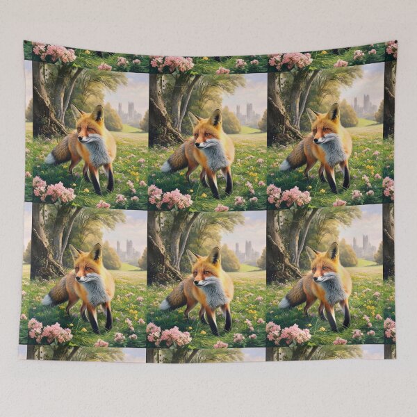 Item preview, Fox Portrait. Spring fox, spring season, floral fox, vintage fox, fox painting, Peter Paul Rubens style designed and sold by FoxVibes.