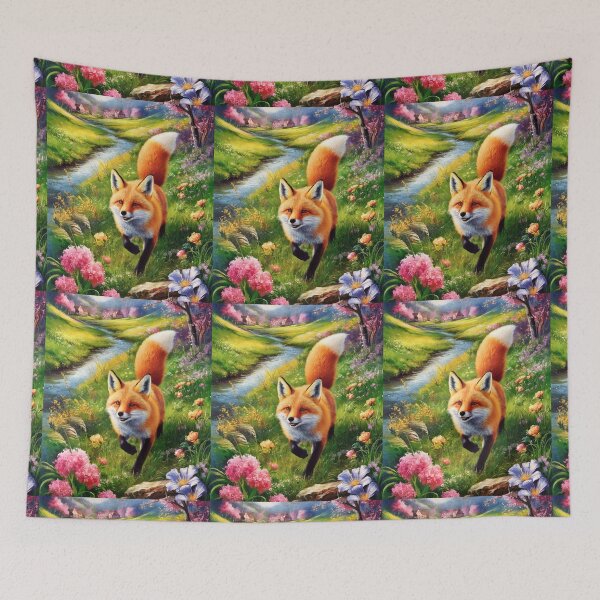 Item preview, Fox Portrait. Spring fox, spring season, floral fox, vintage fox, fox painting, Peter Paul Rubens style designed and sold by FoxVibes.