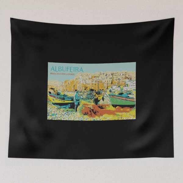 Item preview, Vintage Illustration of Albufeira's Former Pescadores Beach designed and sold by Lemomo-artworks.