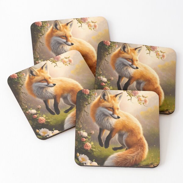 Item preview, Fox Portrait. Spring fox, spring season, floral fox, vintage fox, fox painting, Peter Paul Rubens style designed and sold by FoxVibes.