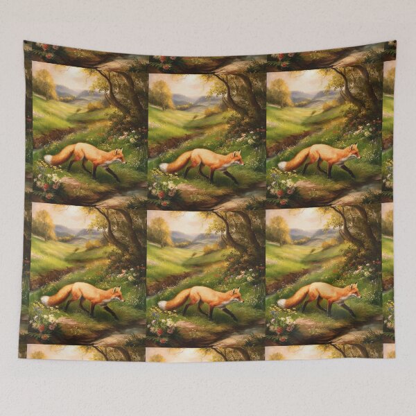 Item preview, Fox Portrait. Spring fox, spring season, floral fox, vintage fox, fox painting, Peter Paul Rubens style designed and sold by FoxVibes.