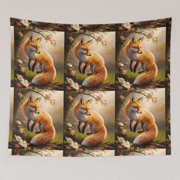 Item preview, Fox Portrait. Spring fox, spring season, floral fox, vintage fox, fox painting, Peter Paul Rubens style designed and sold by FoxVibes.