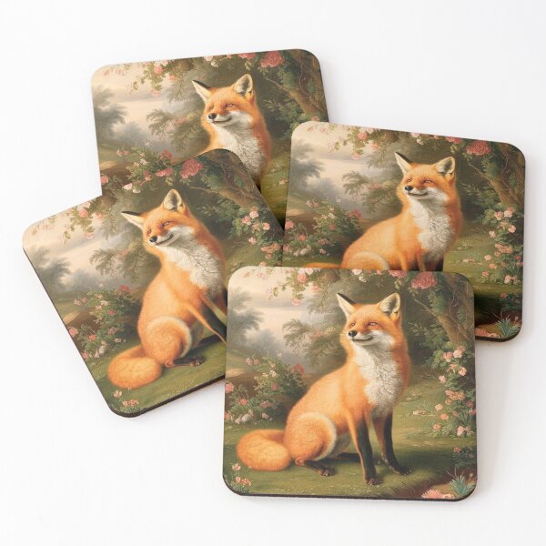 Item preview, Fox Portrait. Spring fox, spring season, floral fox, vintage fox, fox painting, Peter Paul Rubens style designed and sold by FoxVibes.