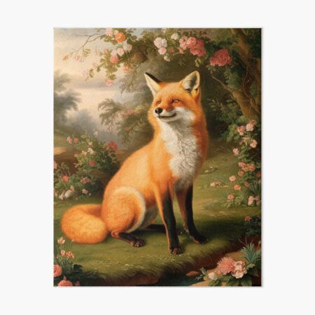 Item preview, Fox Portrait. Spring fox, spring season, floral fox, vintage fox, fox painting, Peter Paul Rubens style designed and sold by FoxVibes.