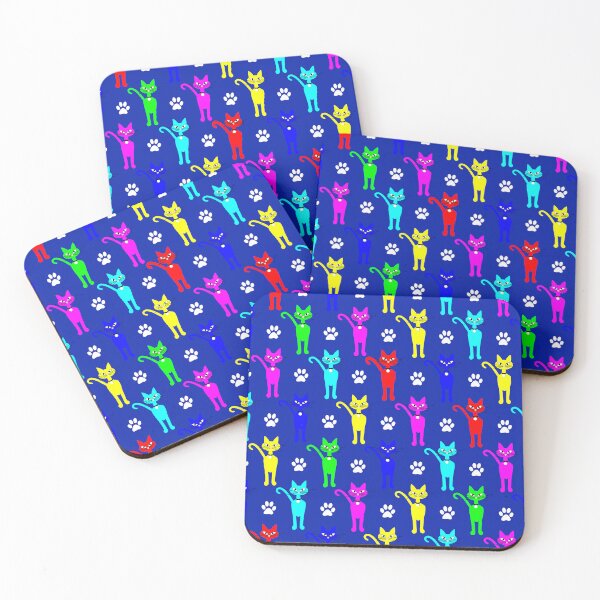 Item preview, Neon Cats on Blue Pattern designed and sold by Sharon Schwalbe.
