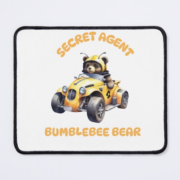 Item preview, A Bumblebee Bear Spy driving an vintage yellow sports car in watercolor paint designed and sold by EmeraldCauldren.