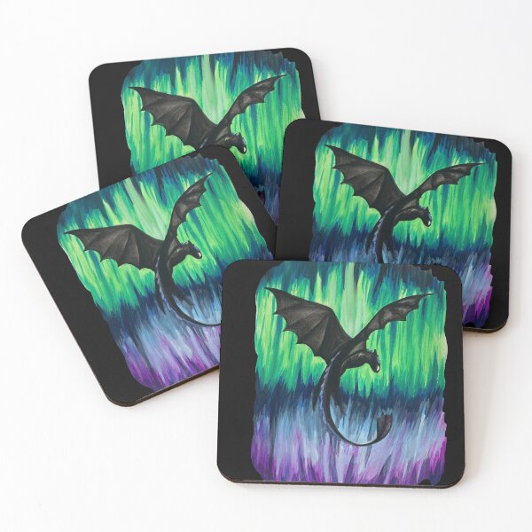 Item preview, Black Dragon Flying in the Northern Lights designed and sold by Lady-Lilac.