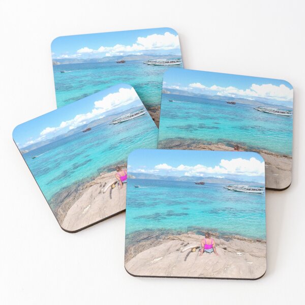 Item preview, Ocean Adventure Woman on a Rock with Surfboard designed and sold by JoanSantiago.