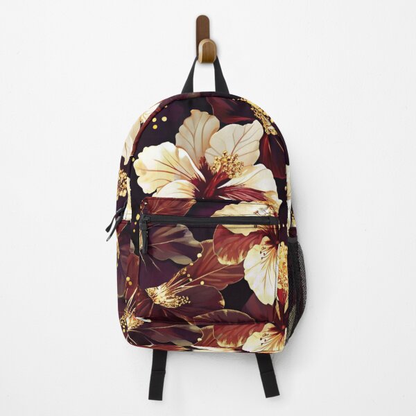Item preview, Hibiscus flower Dark Maroon Gold Pattern designed and sold by STYLO FASHION.