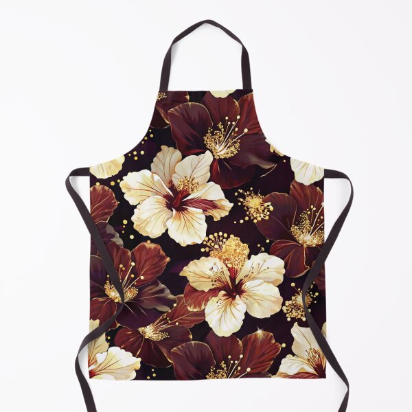 Item preview, Hibiscus flower Dark Maroon Gold Pattern designed and sold by STYLO FASHION.