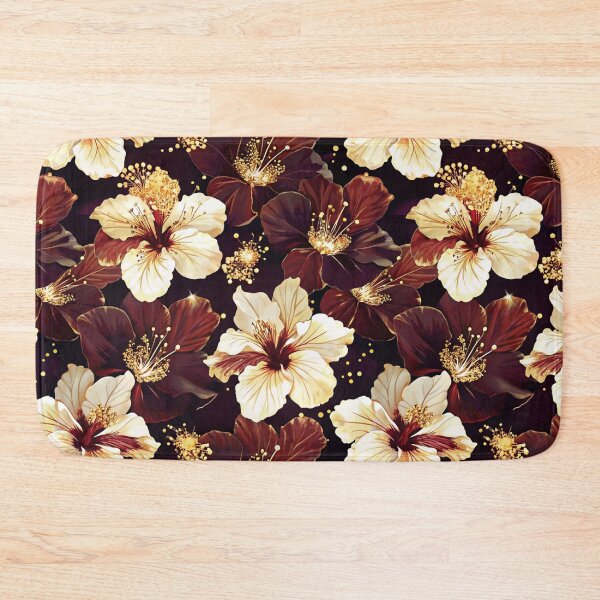 Item preview, Hibiscus flower Dark Maroon Gold Pattern designed and sold by STYLO FASHION.