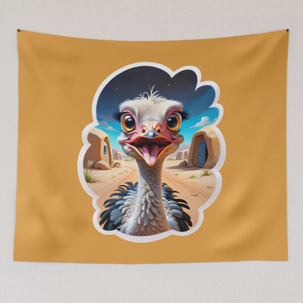 Item preview, Funny Cartoon Ostrich In A Desert Town designed and sold by TheArtOfPat.