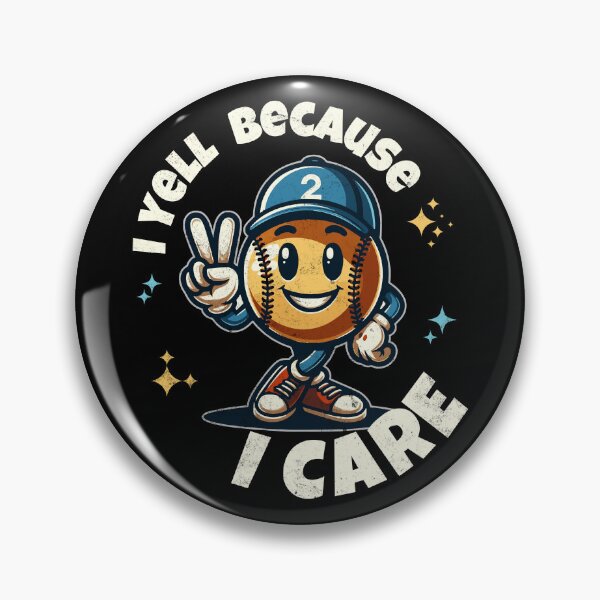 Item preview, Retro Funny Baseball Mascot I Yell Because I Care Peace sign Tee designed and sold by MorningTeeNmore.