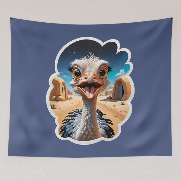 Item preview, Funny Cartoon Ostrich In A Desert Town designed and sold by TheArtOfPat.