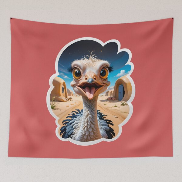 Item preview, Funny Cartoon Ostrich In A Desert Town designed and sold by TheArtOfPat.