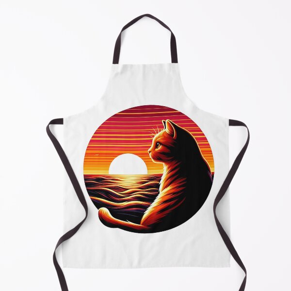 Item preview, Cat looks to the left, in the background the sea with sunset designed and sold by bernhagen.