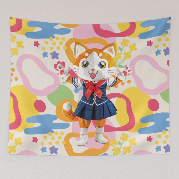 Item preview, funny anime cat as mascot cheerleader designed and sold by Mauswohn.