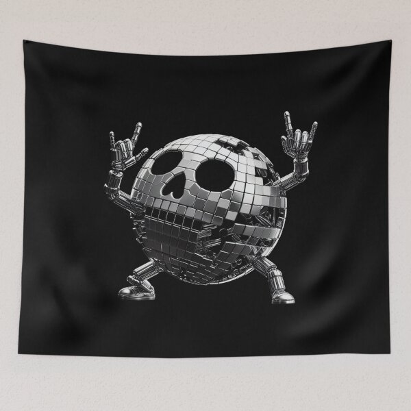 Item preview, Happy, Cool Metallic Skeleton Dancing in a Hemisphere designed and sold by GaborSkeleton.