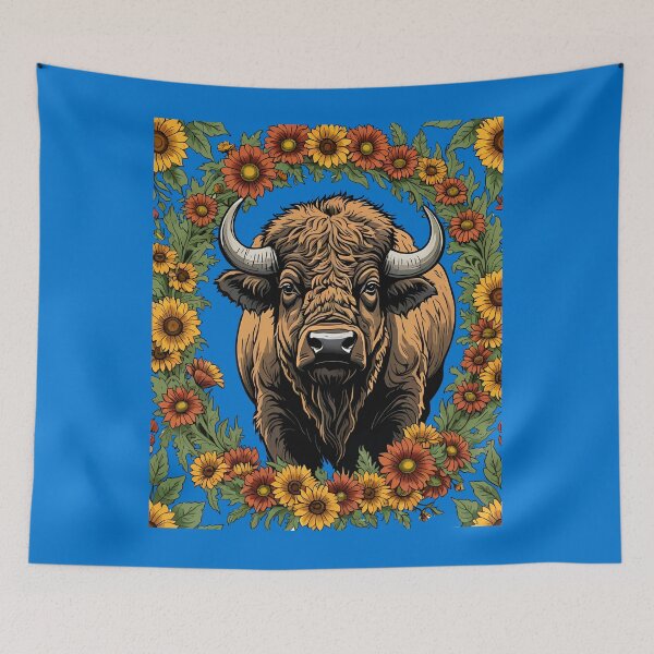 Item preview, Oklahoman Buffalo Surrounded By Gaillardia pulchella designed and sold by taiche.