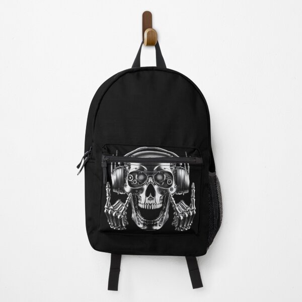 Item preview, Smooth Forehead Metallic Skull, Headphones, Sunglasses, Fingers Up designed and sold by GaborSkeleton.