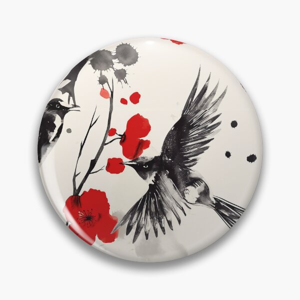 Item preview, Japanese sumi-e bird pattern designed and sold by LittleNippon.