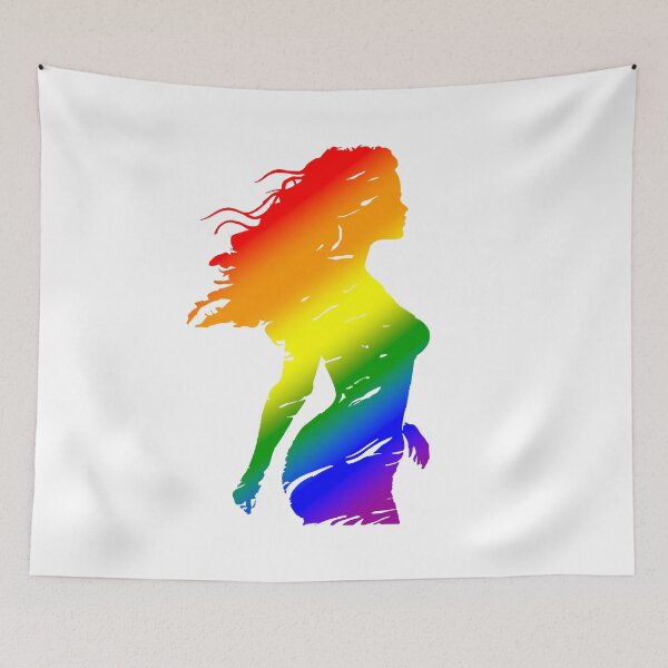 Item preview, Beautiful Silhouette of a woman in Rainbow Pride Flag Colors, LGBTQ Art designed and sold by Travelslightly.