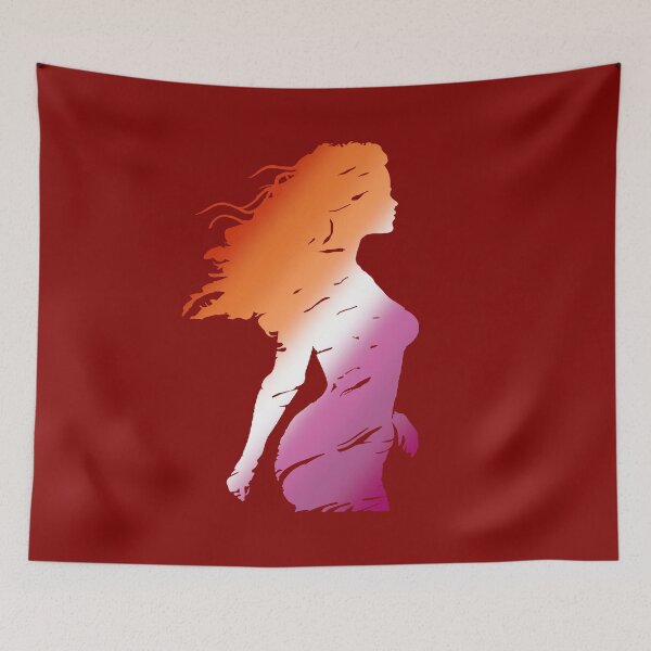 Artikelvorschau, Schöne Silhouette einer Frau in den Farben der Lesben-Pride-Flagge, lesbische Kunst entworfen und verkauft von Travelslightly.