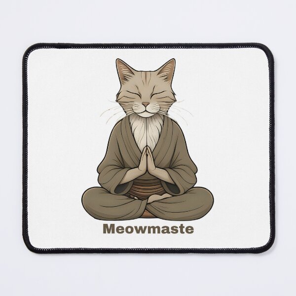 Item preview, “Meowmaste” Cat Zen Master Meditating in Lotus Position designed and sold by Lisa Pearlman.