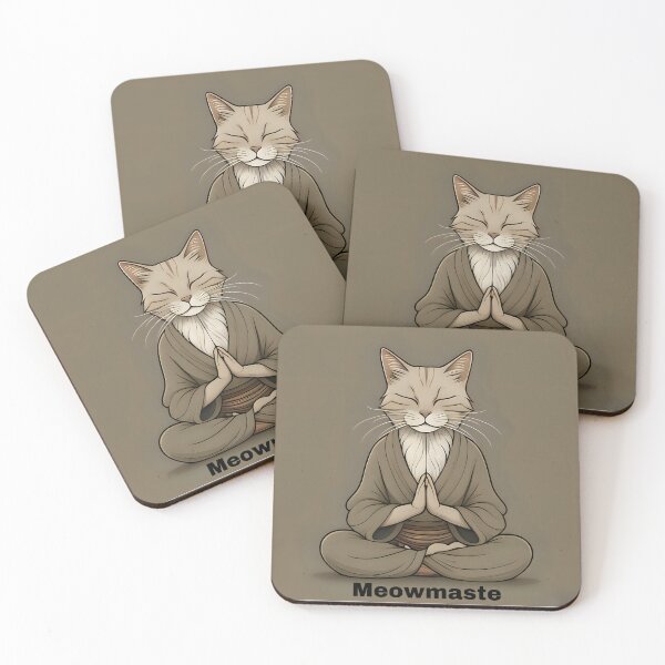 Item preview, “Meowmaste” Cat Zen Master Meditating in Lotus Position designed and sold by Lisa Pearlman.